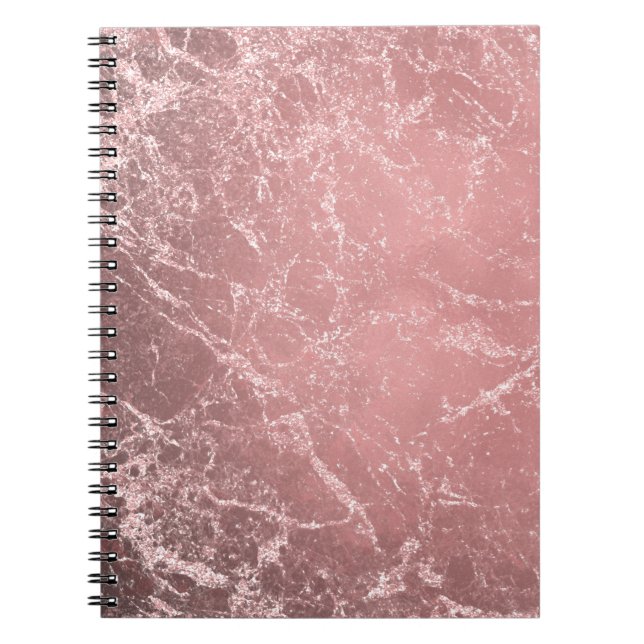 Cuaderno Rosa Dorado Mármol Glam Chic Moderno Tendencia (Frente)