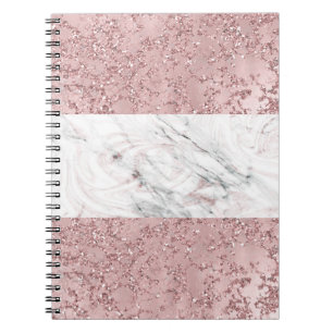 Cuaderno Rosa Dorado Moderno Glam Mármol y Brillo Decorativ