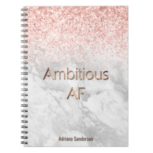 Cuaderno Rosa Dorado Motivacional Brillante Personalizado 