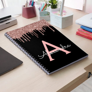 Cuaderno Rosa Dorado - Rosa Beige y Negro Brillo Monograma