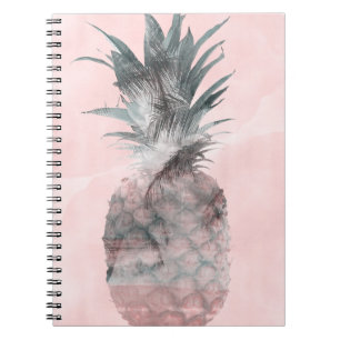 Cuaderno Rosa Dorado Rosa Tropical Verano Piña Glam