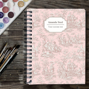 Cuaderno Rosa Dorado Vintage Toile De Jouy Pastoral Francés