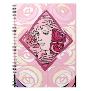 Cuaderno Rosa elegante de Art Nouveau