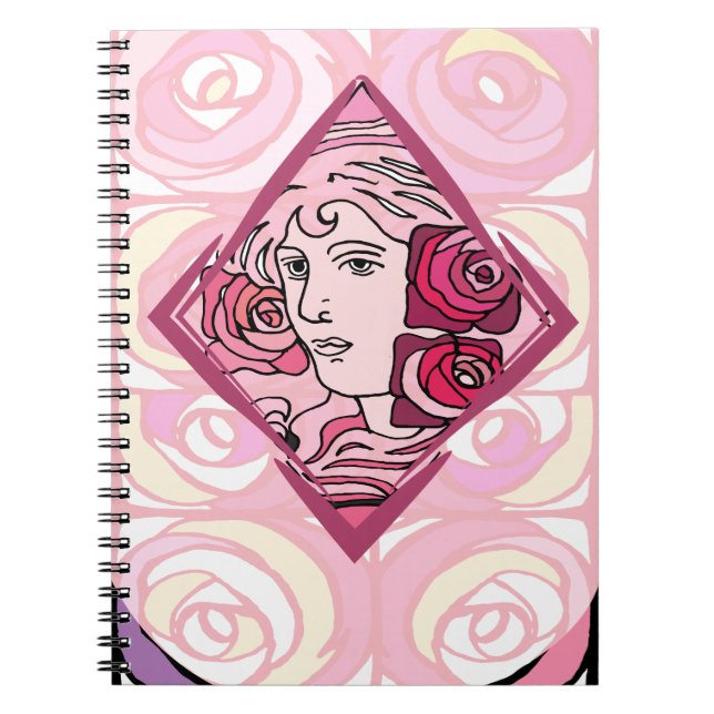 Cuaderno Rosa elegante de Art Nouveau (Frente)