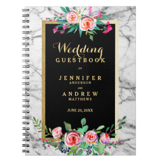 Cuaderno Rosa elegante del mármol del oro del Guestbook de