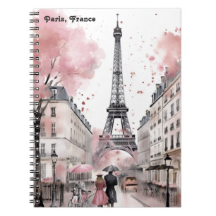 Cuaderno Rosa elegante París Francia Romántica Torre Eiffel