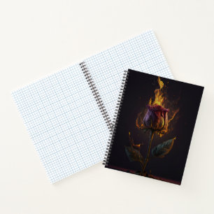 Cuaderno rosa en llamas
