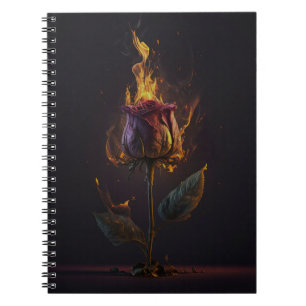 Cuaderno rosa en llamas
