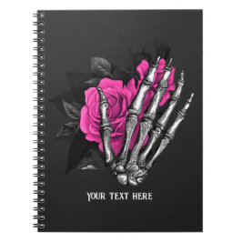Cuaderno Rosa esquelética personalizada vintage gótica rosa