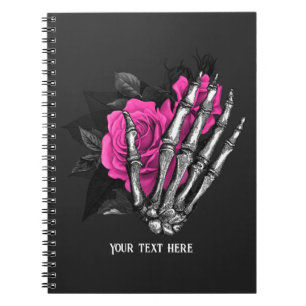 Cuaderno Rosa esquelética personalizada vintage gótica rosa