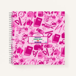 Cuaderno rosa femenino Patrón Personalizable de Regreso a C