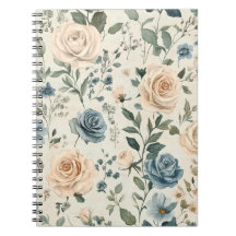 Rosa floral azul vintage y rubor