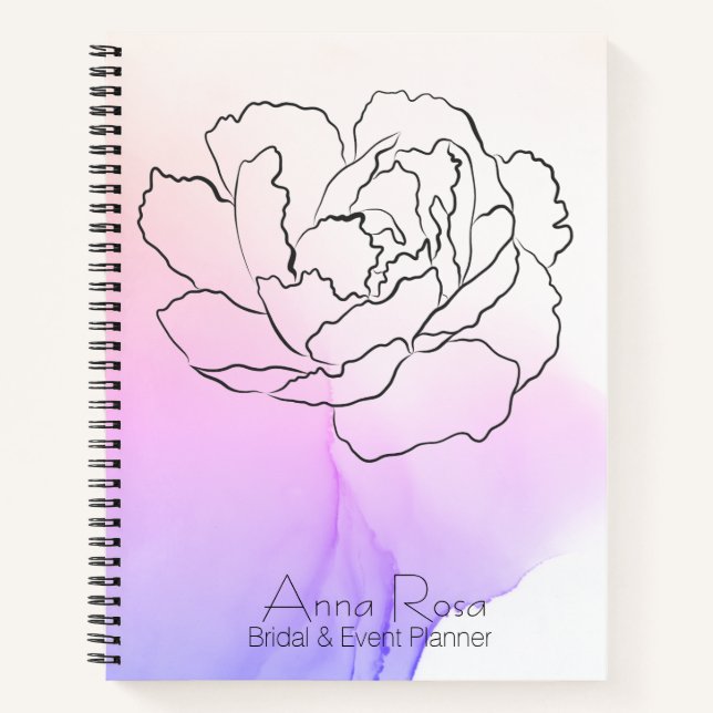 Cuaderno *~* Rosa floral Lavanda y acuarela rosada pastel (Anverso)