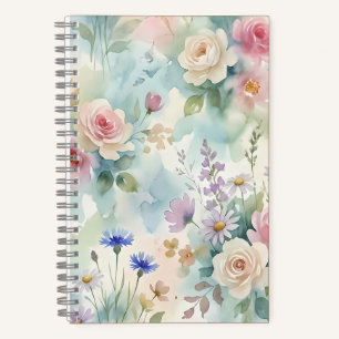 Cuaderno Rosa Floral Pastel Rosa
