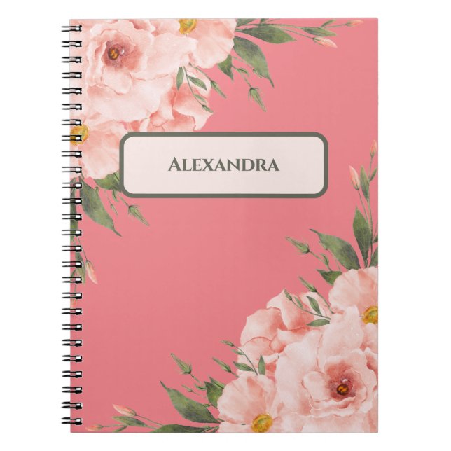 Cuaderno Rosa floral personalizado (Frente)