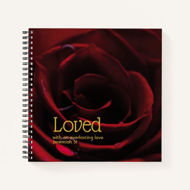 Cuaderno Rosa floral | Personalizado de amor eterno | Crist (Anverso)