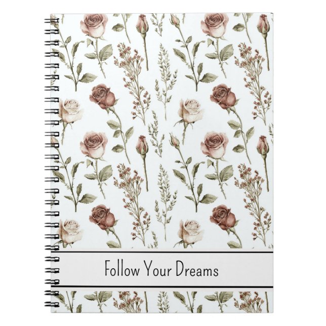 Cuaderno Rosa floral rosa rojo  (Frente)