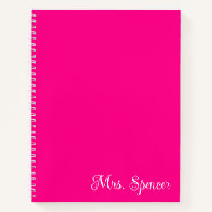 Cuaderno Rosa Fuerte y Blanco Nombre de la Profesora