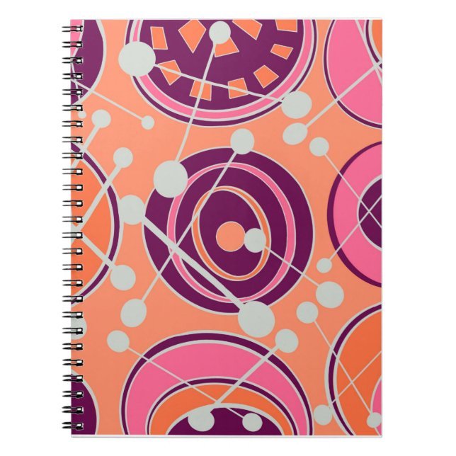 Cuaderno Rosa. geoformas naranja y púrpura (Frente)