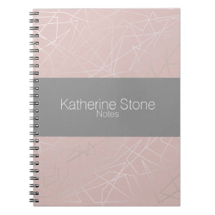 Cuaderno Rosa geométrico de plata moderno elegante de los
