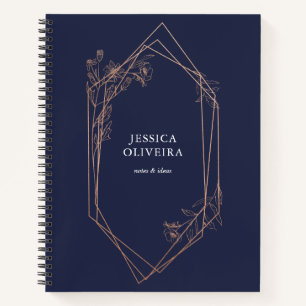 Cuaderno Rosa geométrico floral oro