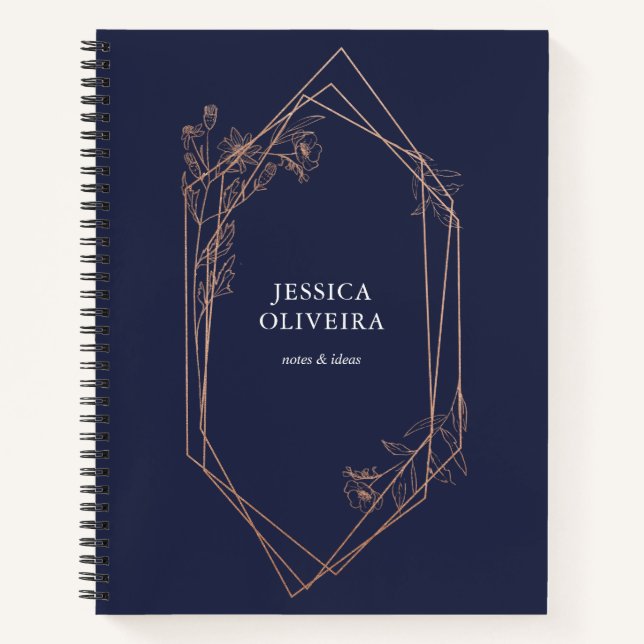 Cuaderno Rosa geométrico floral oro (Anverso)