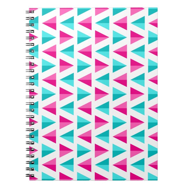 Cuaderno Rosa geométrico y modelo azul de los triángulos de (Frente)