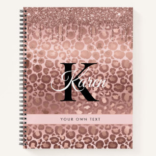 Cuaderno Rosa Girly Gold Sparkle Purpurinas Dris Monograma