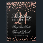 Cuaderno Rosa Gold 21st Birthday Guest Book Confetti Black<br><div class="desc">Elegante Fiesta del 21º cumpleaños,  Purpurina de oro Rosa Confetti sobre plantilla negra. Fácil de usar y fácil de personalizar. ¡No te quedes sin el tuyo!</div>