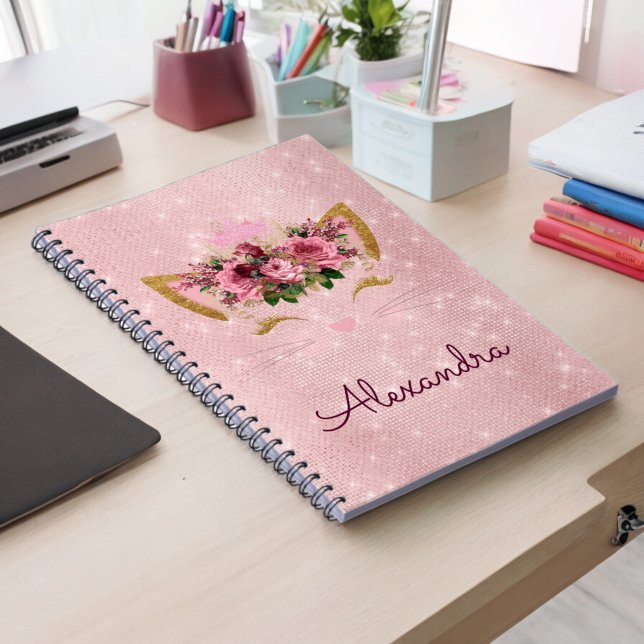 Cuaderno Rosa Gold Kitty Sparkle Princess Monograma (Subido por el creador)