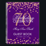 Cuaderno Rosa Gold Purple 70th Birthday Guestbook Confetti<br><div class="desc">Una elegante plantilla de Libro de Invitados de la Fiesta de Cumpleaños 70 con Confetti Rosa Purpurina de Oro sobre diseño morado y texto fácil de personalizar.</div>