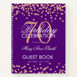 Cuaderno Rosa Gold Purple 70th Birthday Guestbook Confetti<br><div class="desc">Una elegante plantilla de Libro de Invitados de la Fiesta de Cumpleaños 70 con Confetti Rosa Purpurina de Oro sobre diseño morado y texto fácil de personalizar.</div>