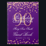 Cuaderno Rosa Gold Purple 90th Birthday Guest Book Confetti<br><div class="desc">Elegante Purpurina de oro del 90º cumpleaños,  Confetti,  Rosa de la Fiesta del Oro,  con un modelo púrpura. Fácil de usar y fácil de personalizar. ¡No te quedes sin el tuyo!</div>