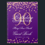 Cuaderno Rosa Gold Purple 90th Birthday Guest Book Confetti<br><div class="desc">Elegante Purpurina de oro del 90º cumpleaños,  Confetti,  Rosa de la Fiesta del Oro,  con un modelo púrpura. Fácil de usar y fácil de personalizar. ¡No te quedes sin el tuyo!</div>