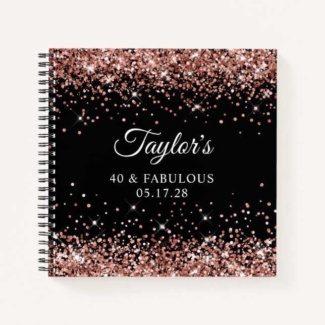 Cuaderno Rosa Gold Purpurina Black 40 y fabuloso invitado (Anverso)
