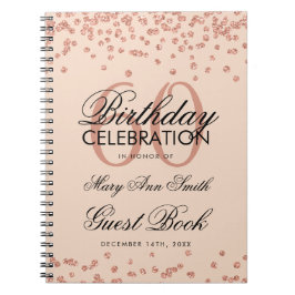 Cuaderno Rosa Gold Rubor 60th Birthday Guest Book Confetti