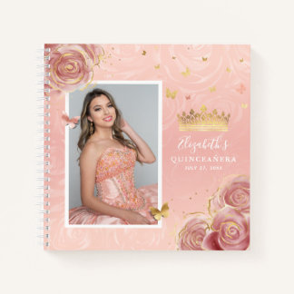 Cuaderno Rosa Gold Rubor Elegant Photo Quinceanera Guest