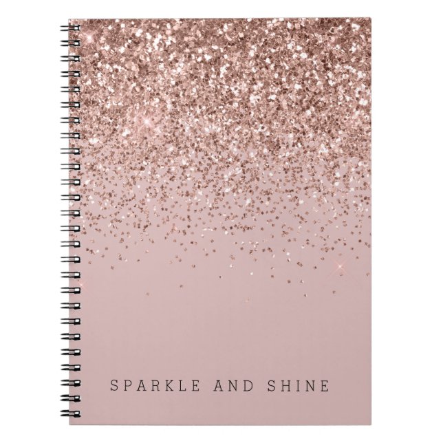 Cuaderno Rosa Gold Sparkle Faux Purpurina (Frente)