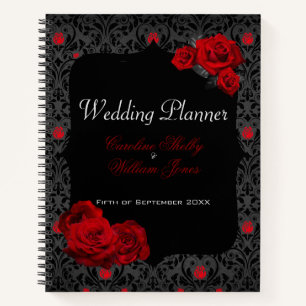 Cuaderno Rosa gótico planificador de boda negra y roja