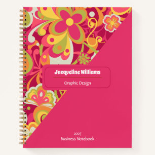 Cuaderno Rosa Groovy 60s 70s Florales Remolinos II