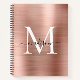Cuaderno Rosa Guión de Monograma Rosa Dorado Cepillado Reli
