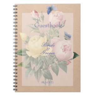 Cuaderno Rosa inglés Mariposa Jardín libro de invitados