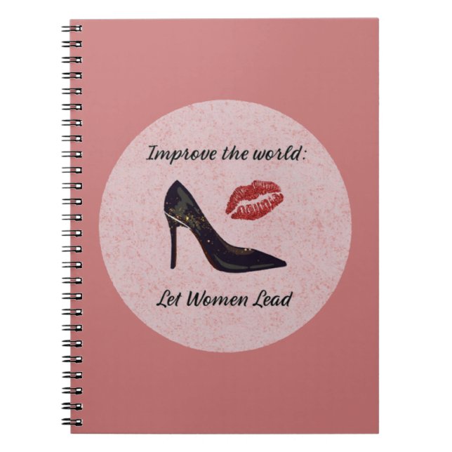 Cuaderno Rosa inspirador deja que las mujeres lideren (Frente)