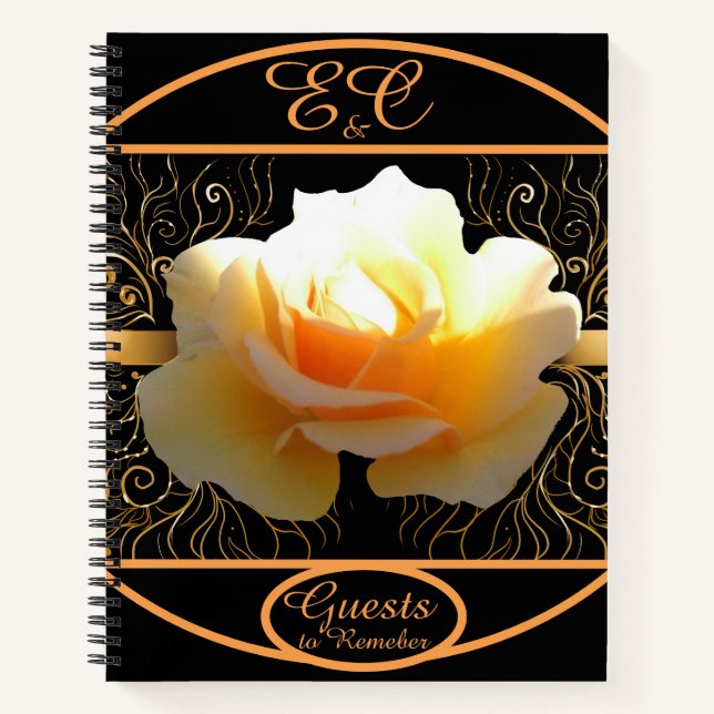 Cuaderno Rosa interior elegante amarillo y oro (Anverso)