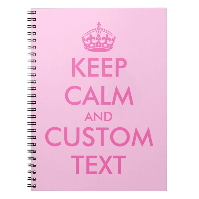 Cuaderno rosa Keep Calm | Texto personalizado (Frente)