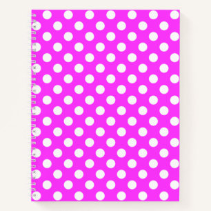 Cuaderno Rosa llamativo con grandes puntos de polka blanca