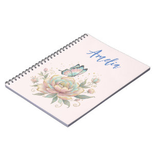 Cuaderno Rosa mágica y colores pastel de mariposa