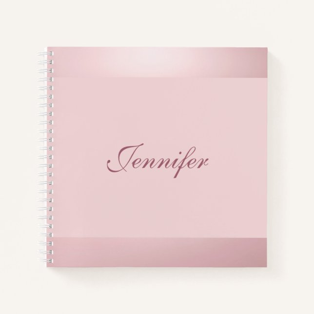 Cuaderno Rosa manuscrito color oro elegante moderno (Anverso)