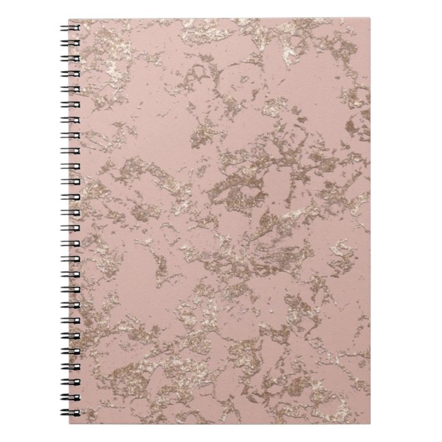 Cuaderno Rosa Marble de oro Dusky Purpurina de Faux Rosa (Frente)