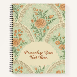 Cuaderno Rosa menta romántica personalizada victoriana vint
